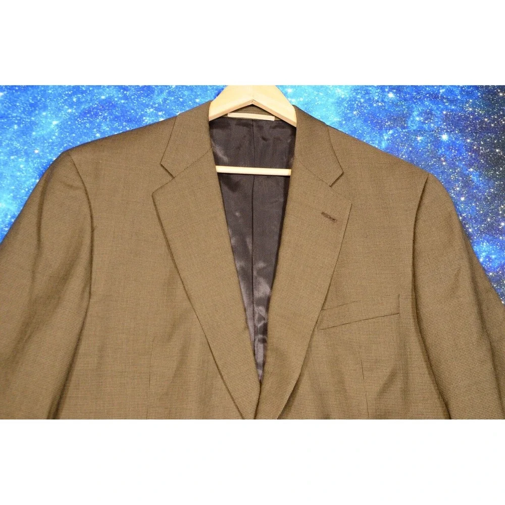 Burberry London Kensington Mens‎ Wool Brown Houndstooth Sport Coat Jacket 46 XLG
